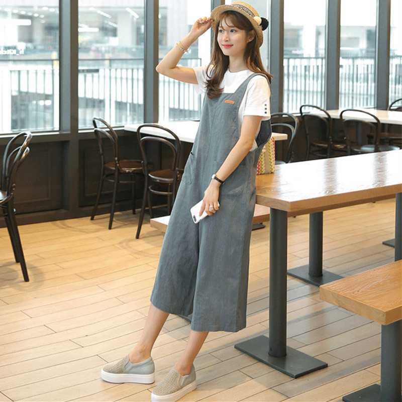 Korean Style Simple Slimming Strap Wide-Leg Cropped Pants 2025 New Fresh Linen Large-Leg Jumpsuit Plus Size