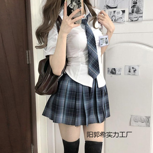 2025 New Summer Jk Uniform Upgraded Waist Long-Sleeved Preppy Style Sexy Short-Sleeved Shirt Pleated Skirt Spring and Summer
