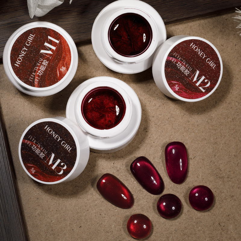 Brightening Red Cat Eye Gel 6 Colors Popular Jar Packaging Dynamic Glossy Layered Glass Bead Effect Nail Polish Brightening Red Cat Eye Gel 6 Colors Popular Jar Packaging Dynamic Glossy Layered Glass Bead Effect Nail Polish