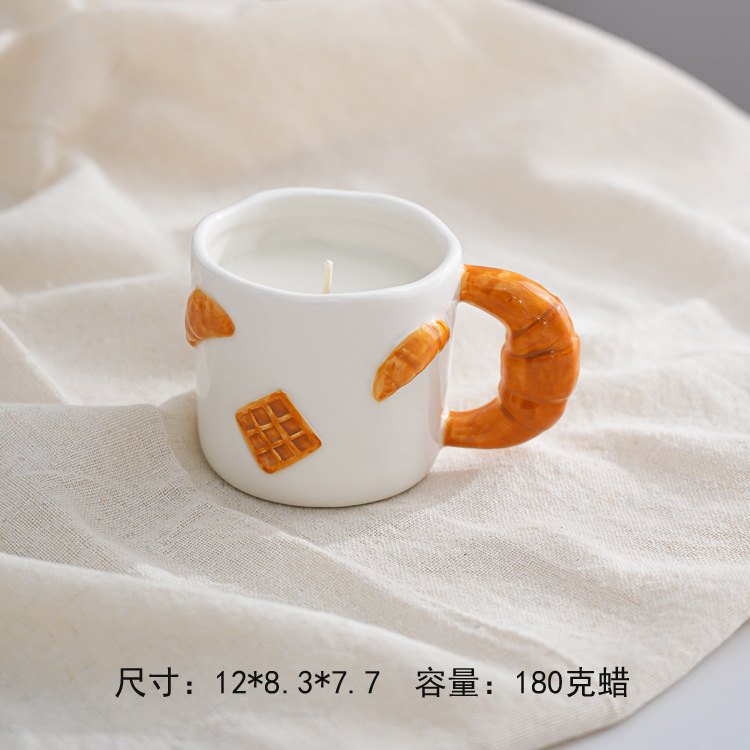 Suministro transfronterizo de nuevos patrones de frutas de cerámica aromática taza de cera dibujada a mano simple contenedor de velas frescas
