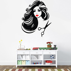 美容美髮店面裝飾紅唇美女圖案乙烯基自粘牆貼客廳臥室走廊KSY89J