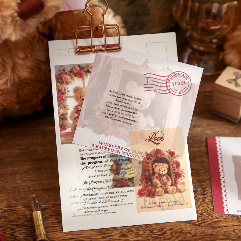 Mr. Paper Double Enjoy Cupé de notas Serie de fiestas de té de oso Caligrafía de alto valor Notas de estudiante Notas de mensaje Notas de notas