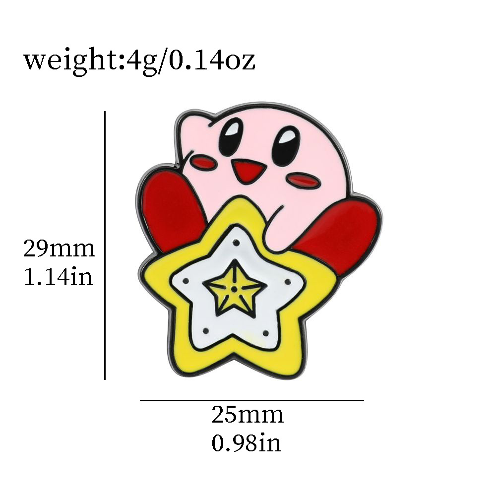 かわいいクリエイティブアニメ星のカービブローチカウボーイ帽ミルクティーカップシェフの多形金属バッジが光を防ぐ