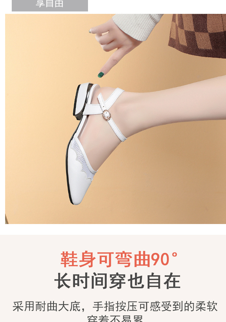 Sandal nữ quai ngang đế thô mùa hè dễ phối — Màu đen chi tiết 3