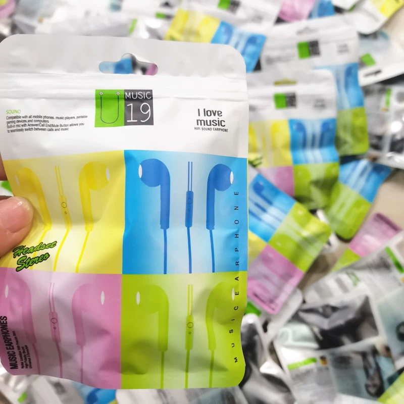 U19 музыка Проводная полу-в ухо тяжелый бас с WT-управлением гарнитура сумка гарнитура оптом