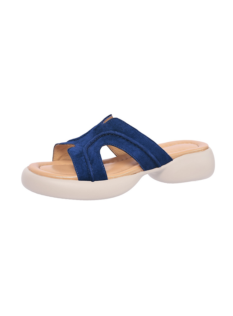Dép sandal nữ xỏ ngón đế dày chống trượt mùa hè form H êm chân — xanh lam, nâu sẫm chi tiết 17