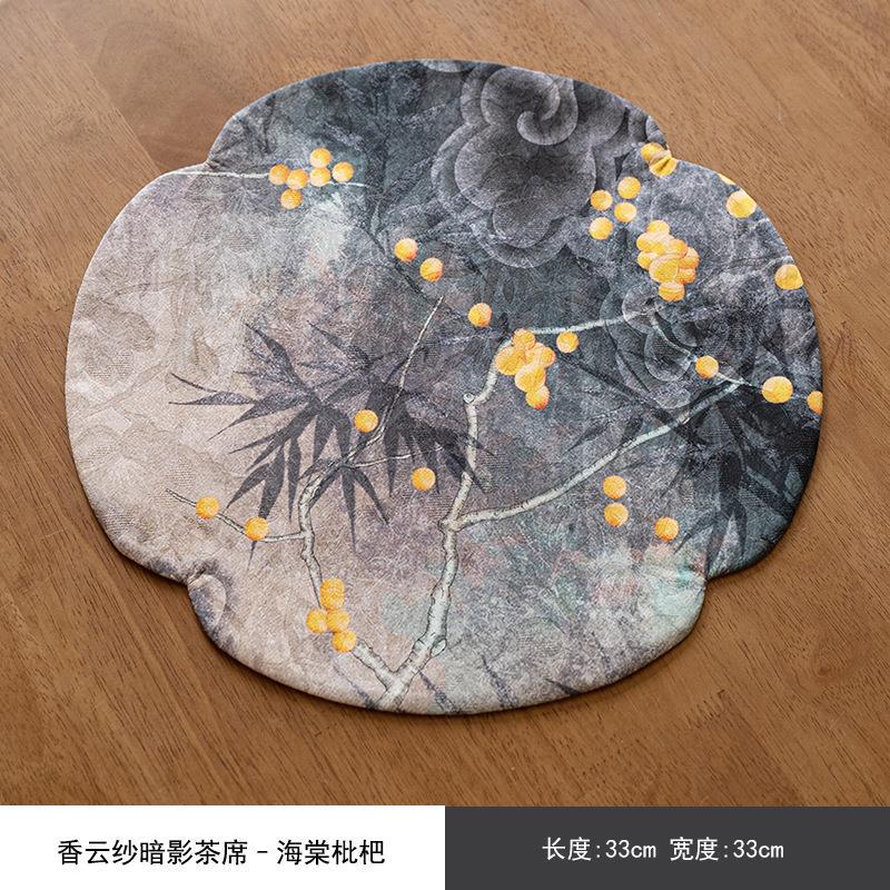 Nube hilo Begonia loquat estera de té nuevo chino Zen vintage corredor de mesa de té de tela estera de aislamiento bandeja de té ceremonia del té Accesorios
