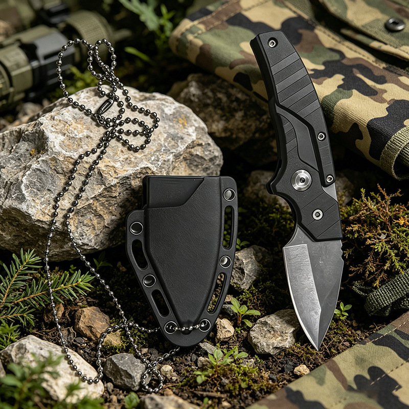 High-hardness outdoor survival self-defense folding knife, multifunctional portable mini folding knife for outdoor hiking