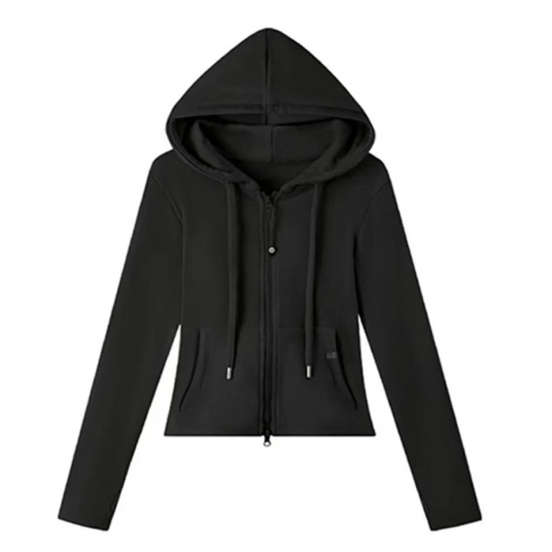 Suéter de rebeca con capucha de otoño e invierno, cintura alta, delgado, casual, delgado, top corto de manga larga, chaqueta corta de moda, mujer
