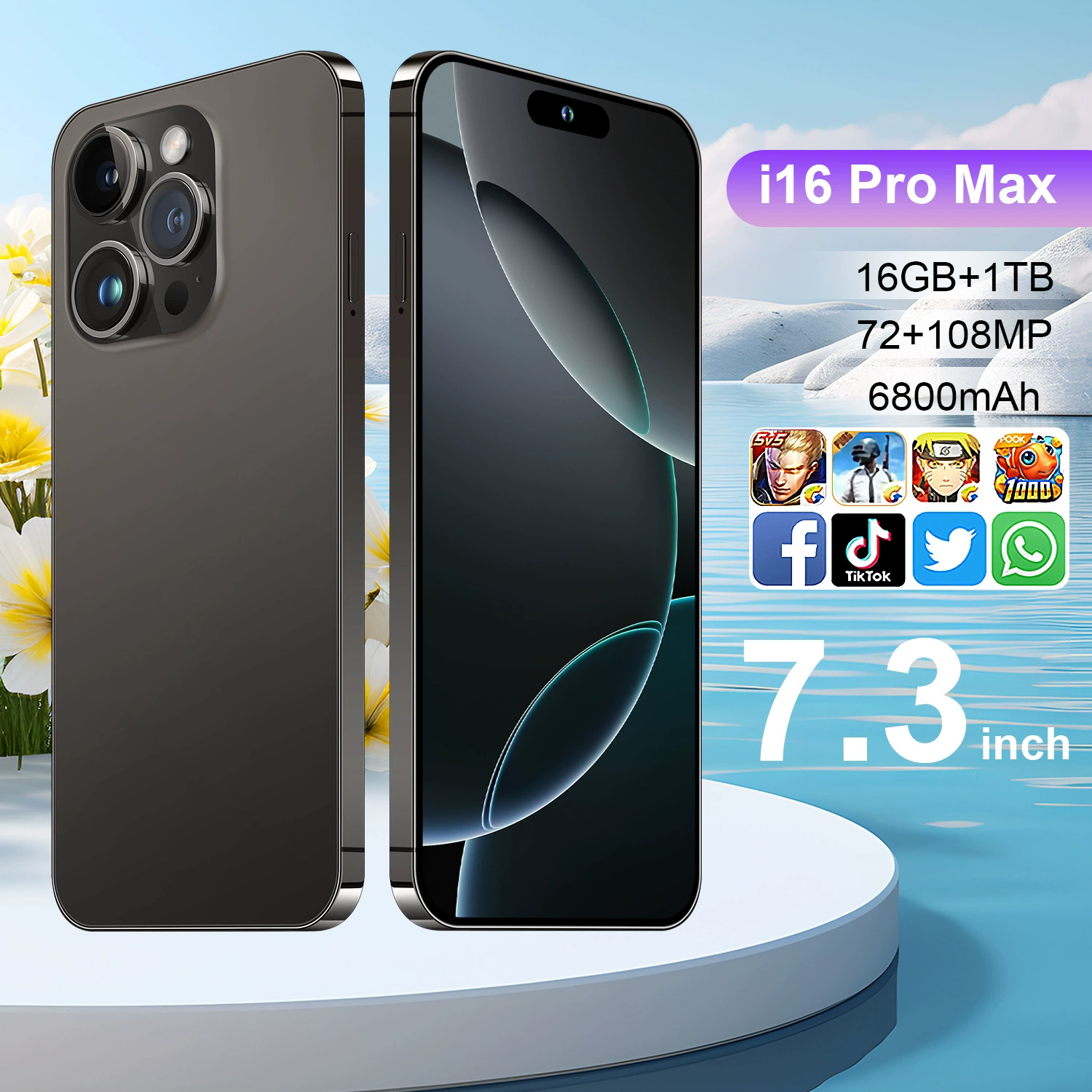 Горячий трансграничный мобильный телефон I16 ProMax с большим экраном 16+1T, 7,3-дюймовый смартфон Ozon AliExpress, цельное поколение