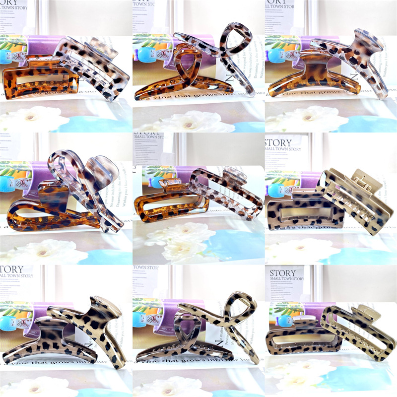 Gran francés retro leopardo Cruz clip de pelo de las nuevas mujeres elegante temperamento espalda Cabeza horquilla accesorios para el cabello image 3