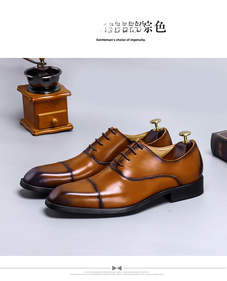 Top Layer Cowhide shoes men's Four Seasons Brand Three Joint Genuine Leather Oxford Dress Business shoes men's shoes_vogvips.com