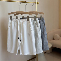 022608重ポンド香港風カップルモデル男女刺繍ニット綿綿レジャースポーツ直筒五分ズボンパンツパンツ