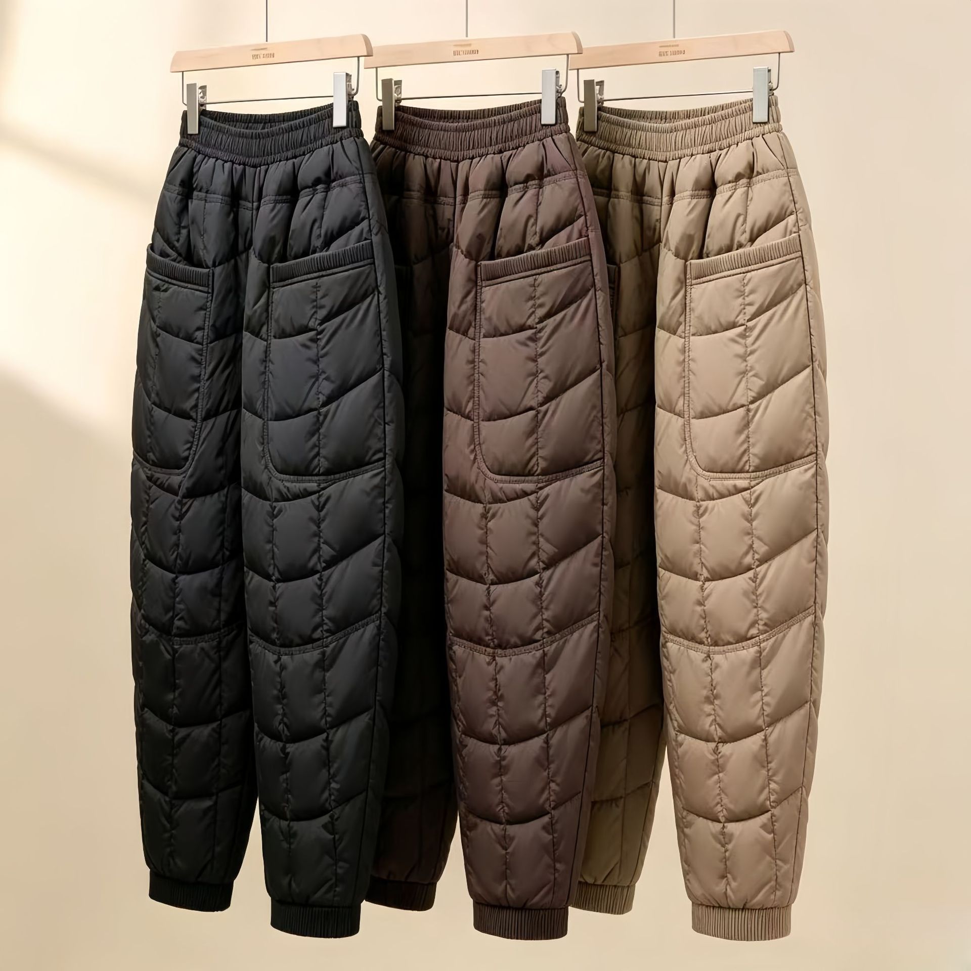 Women's warm cotton pants for outdoor wear 2026 fashion high-waisted thickened loose cotton pants warm casual winter cuffed cotton pants
