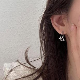 Geometric Small Fan Earrings for Women Summer Design Niche Unique Earrings Simple Cold Style Ins Accessible Luxury Style