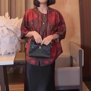 Summer Nanyou New Silk Twill Top French Light Luxury Style Loose Fit Reversible Round Neck Blouse