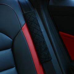 Car Accessory Safety Belt Shoulder Guard, Car Shoulder Guard, Short Plush Grid Shoulder Guard, Convenient Installation, Fashion Square Shoulder Guard