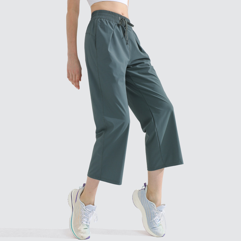 Sports Casual Thin Cropped Wide-Leg Pants, Loose and Comfortable, Suitable for Running, Yoga, and Fitness, Straight-Leg Quick-Dry Breathable Pants