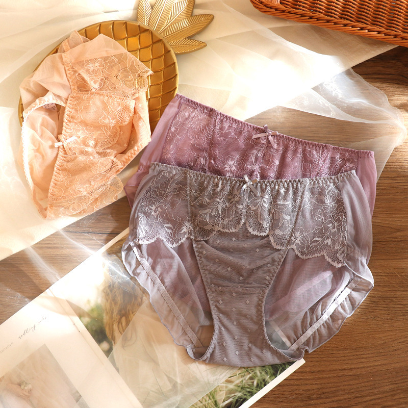 Lace Plus Size Underwear for Fat Girls 100kg Sexy Fashionable Ultra-Thin Briefs Summer Breathable and Comfortable
