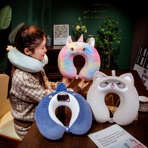 Cartoon memory foam u-shaped pillow neck pillow airplane travel pillow portable car u-shaped pillow student cervical pillow wholesale