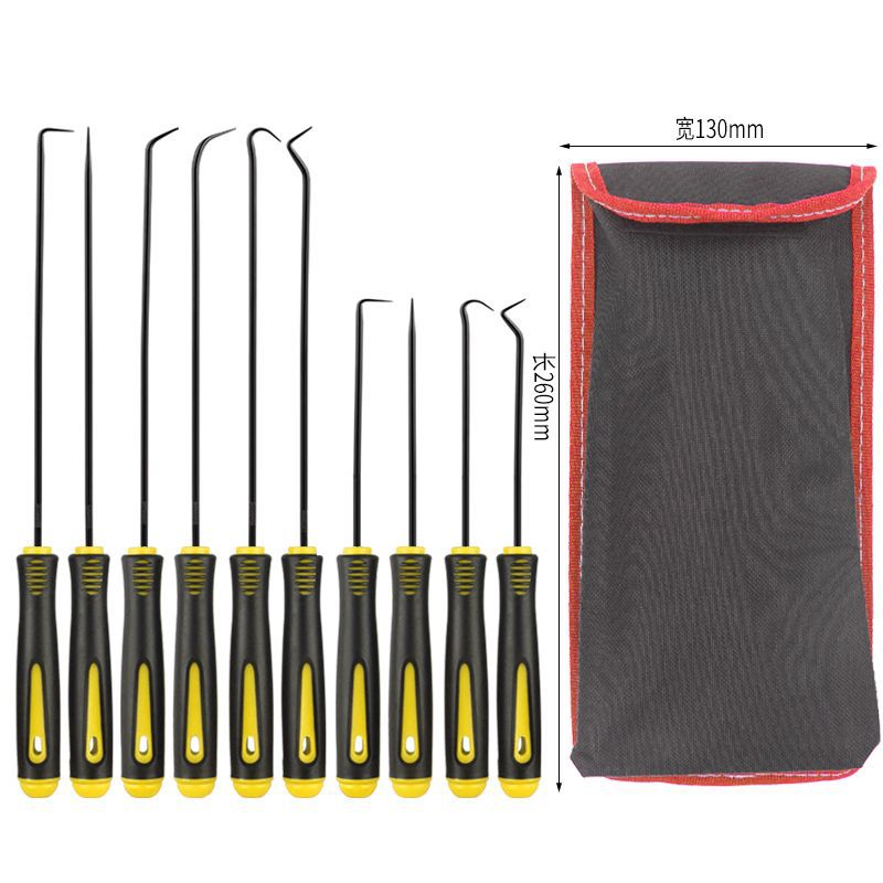 노란색 손잡이와 검정색 막대 10개 세트(빨간색 가장자리 벨크로 가방 + 투명 가방) 보호 커버 포함