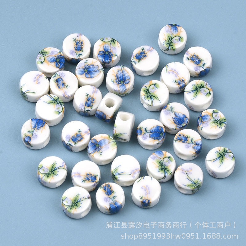 Flores de cerámica oblata esmalte de color decal de cerámica flores de estilo chino hechas a mano DIY collares pulseras pendientes accesorios
