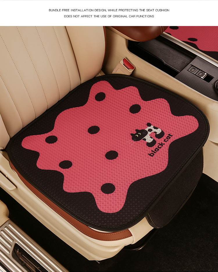 Car Cushion Four Seasons Universal Breathable Summer Cartoon Small Man Waist Main Driver Women's Half Bag Seat Cushion Cover Seat Cushion Ventilated