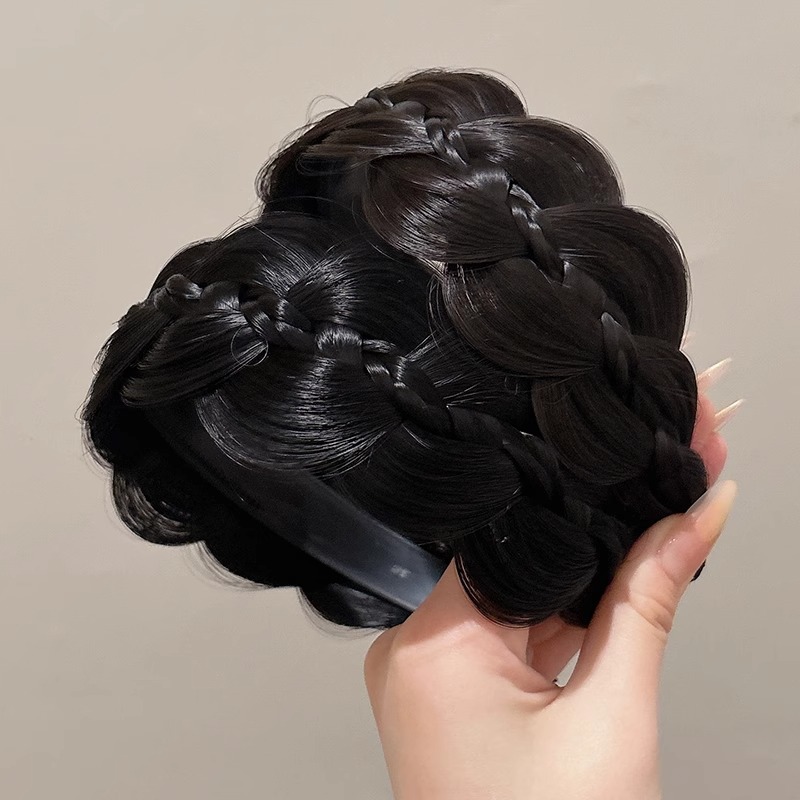 Anchos bordes trenzados de pescado pelucón de cabello para mujer cubierta cabello blanco broche de cabello con dientes antideslizante cubierta artefacto