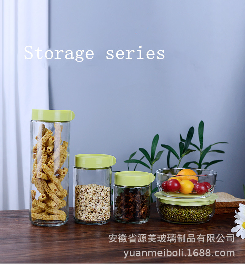 Frasco de almacenamiento de vidrio tarro de comida traje sellado té Almacenamiento de dulces Frasco de almacenamiento Cocina granos especias tarro