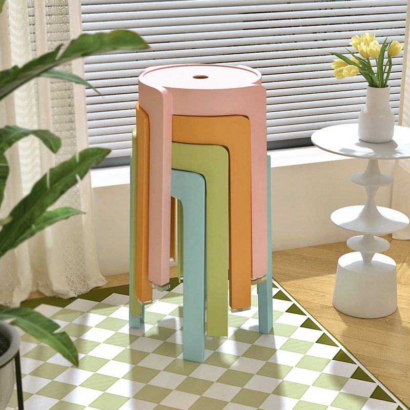 Plastic Stool for Home Use, Thickened Round Stool, Simple Bench, Stackable, Windmill Plastic Stool, Dining Stool, Dining Table High Chair