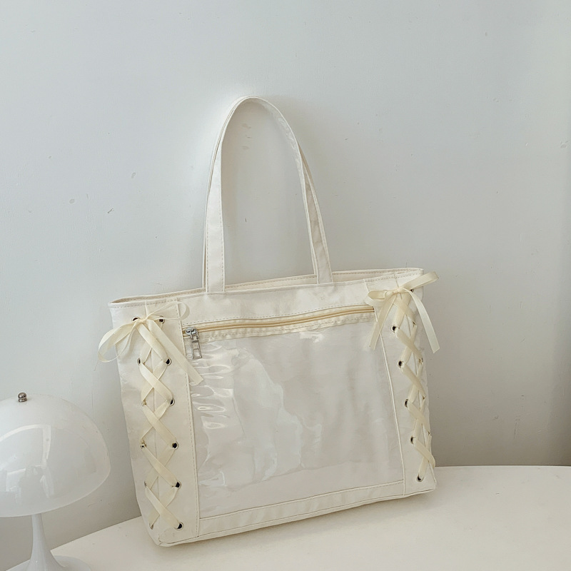 Bolsa de gran capacidad para mujeres dulces niñas de dos dimensiones transparentes 2025 primavera y verano pequeñas bolsas de hombro bajo la axila fresca
