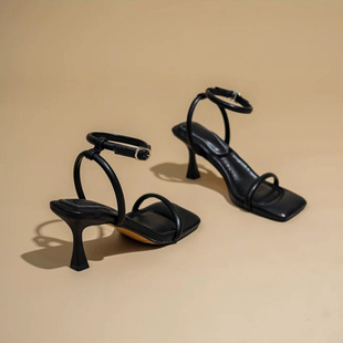 silver High Heels Women's Stiletto Heel Summer Dress French Style Style High Heel Sandals with Rome Beautiful High Heel Shoes Women's Feeling of Stepping on Shit