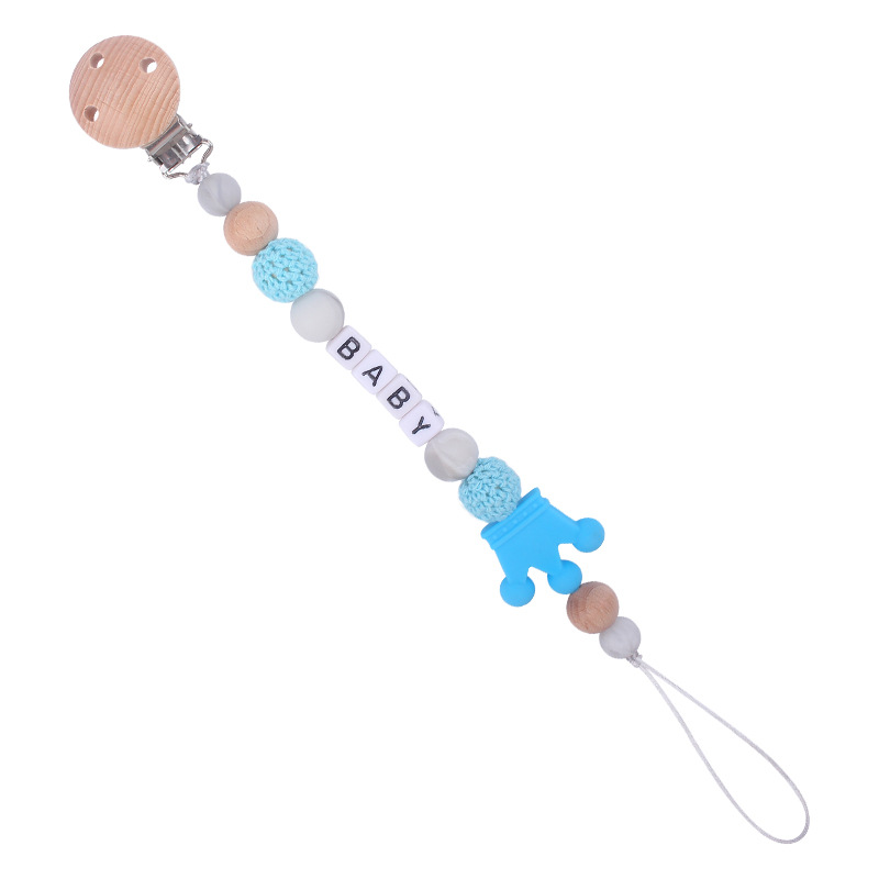Bebé DIY creativo de dibujos animados corona de silicona calmante cadena juguete bebé nombre mordedor cadena de chupete cadena anti-caída