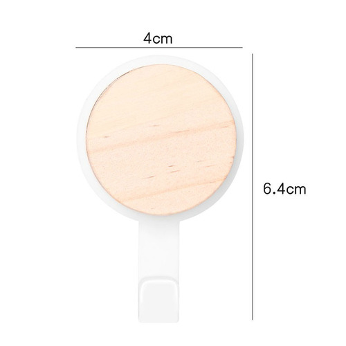 Wooden round head hook household multi-functional nail-free adhesive hook strong load-bearing creative hook behind the door without punching adhesive hook