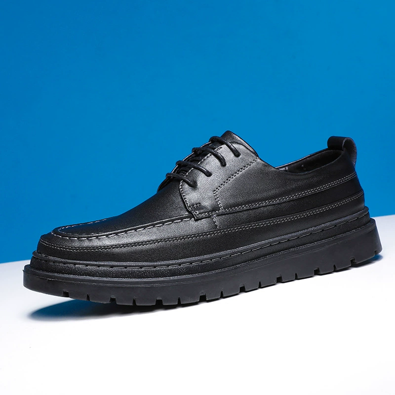 Кожаная обувь, Мужская натуральная кожа, новинка 2022 года, Высококачественная Черная Мужская обувь из воловьей кожи с мягким британским лицом, мужская деловая повседневная кожаная обувь