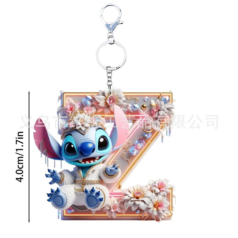 国境を越えた新しいアクリルフラット2Dステッチ26英字アクリルキーホルダー|undefined