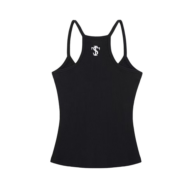 Trendy Brand Ai Zhibing Stk Spicy Girl American-Style Letter Embroidery Slim-Fit Summer Short Black Ins-Style Tank Top