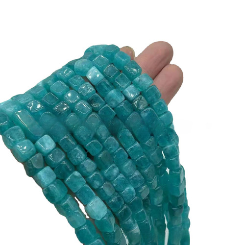 Cross-border new 0.8mm square bead DIY jewelry accessories semi-finished poppy agate strawberry crystal turquoise