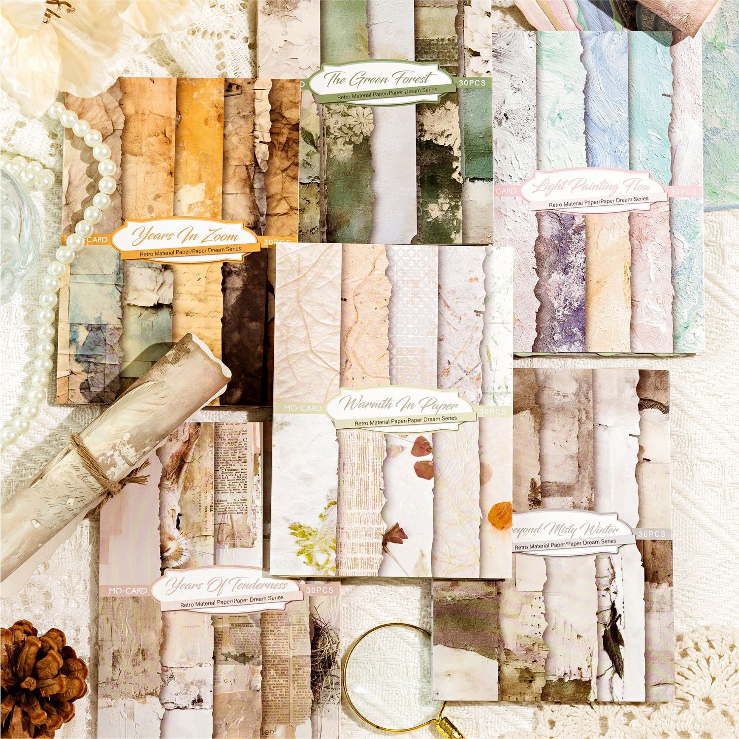 Mo tinta ligera papel de papel entre el papel para soñar retro transfronterizo material de papel de forma extraña contabilidad de mano papel de decoración 6 tipos