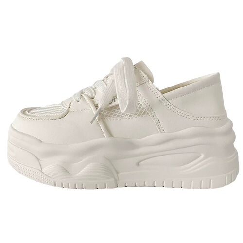 2026 summer new style mesh platform sole small white shoes women's all-matching chic skirt skate shoes breathable light skate shoes women