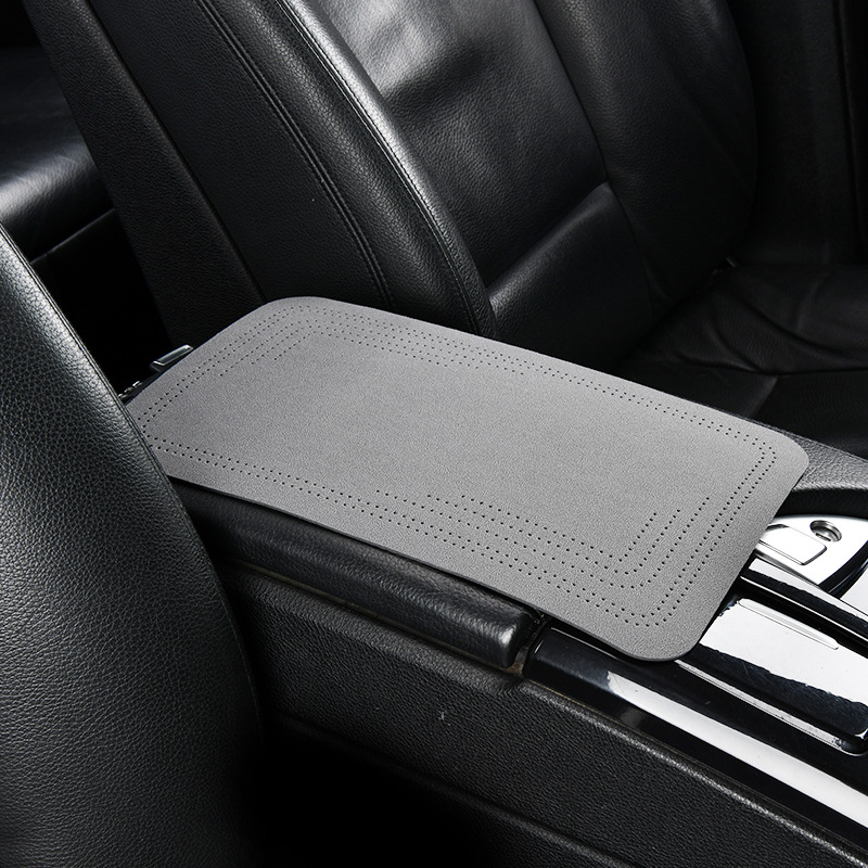 Central Armrest Cover – Universal Armrest box pad - suede-armrest-pad-gray