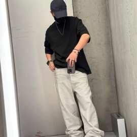 正确版本现货高品质BL家新款涂蜡重工牛仔长裤OS宽松版型男女同款