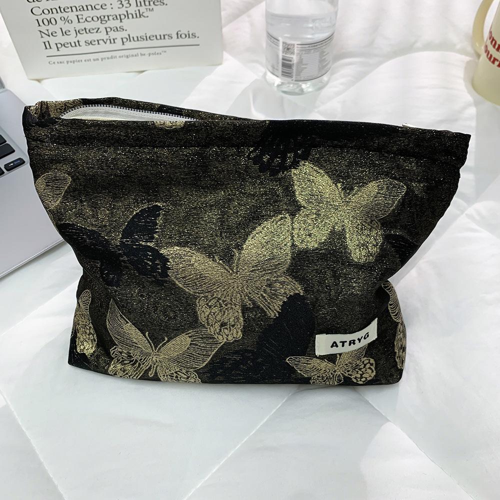 Bolsas de maquillaje de una gran cantidad de oro mariposa bolsa de maquillaje de alta capacidad de productos de cuidado de la piel bolsa de almacenamiento bolsa de mano