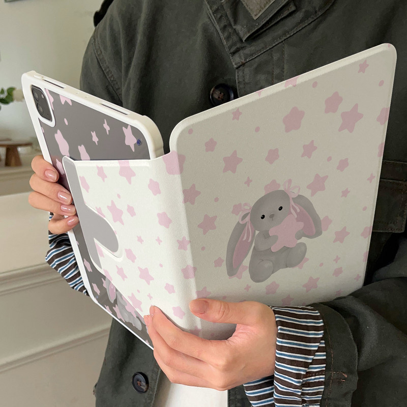 Full-screen starry bunny case for iPad Pro, iPad Air, rotating 2022 anti-drop cover with pen slot Full-screen starry bunny case for iPad Pro, iPad Air, rotating 2022 anti-drop cover with pen slot