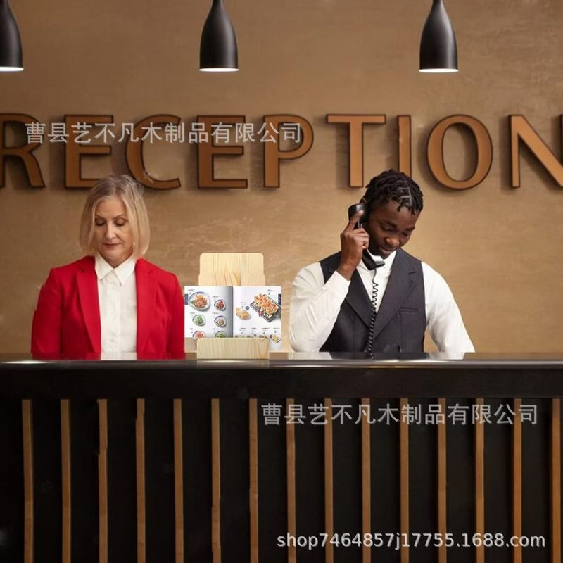 木製収納ラックホテルデスクトップパインメニューカード小冊子ディスプレイラック家庭用装飾品装飾収納ボックス|undefined
