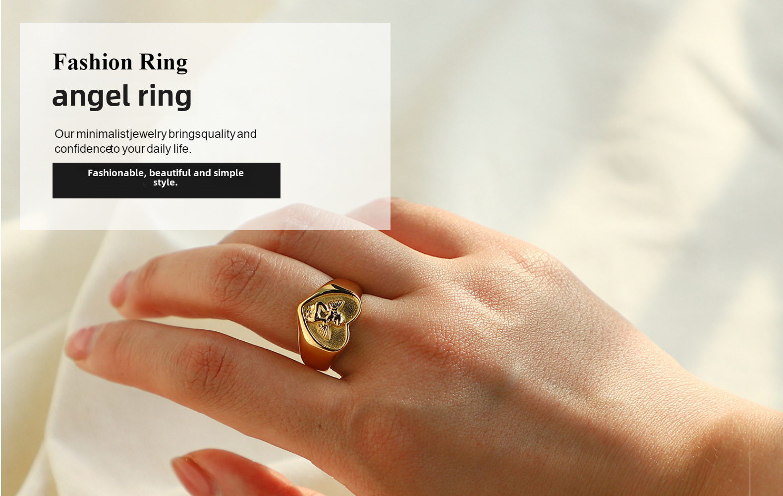 Goldfarbener Engel Ring Aus Edelstahl Wasserfest Für Damen_voghion.com