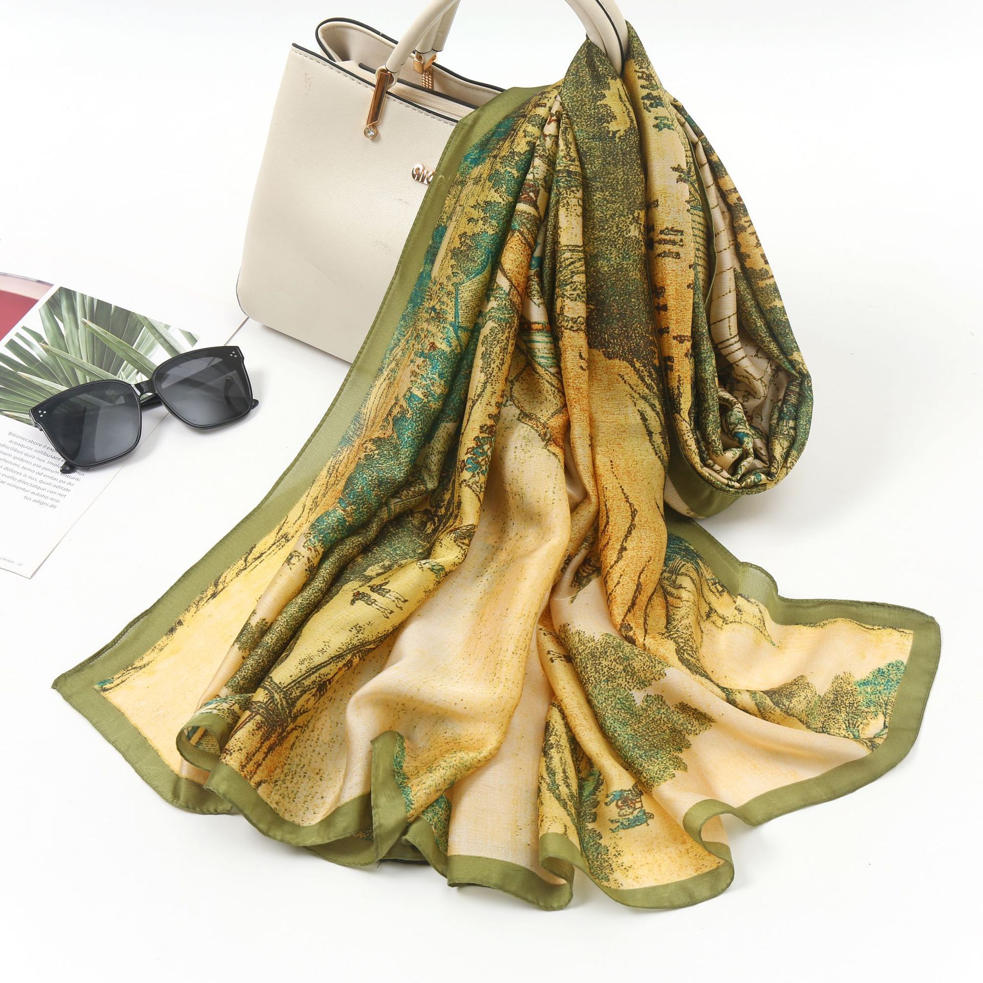 Riverside Brocade silk Silk scarf grace Silk like scarf Chinese style Silk scarf Shawl live broadcast Best Sellers