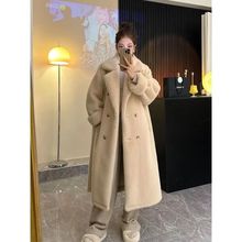 秋冬新款皮毛一体大衣仿水貂绒长款仿羊羔毛宽松毛毛皮草外套女装
