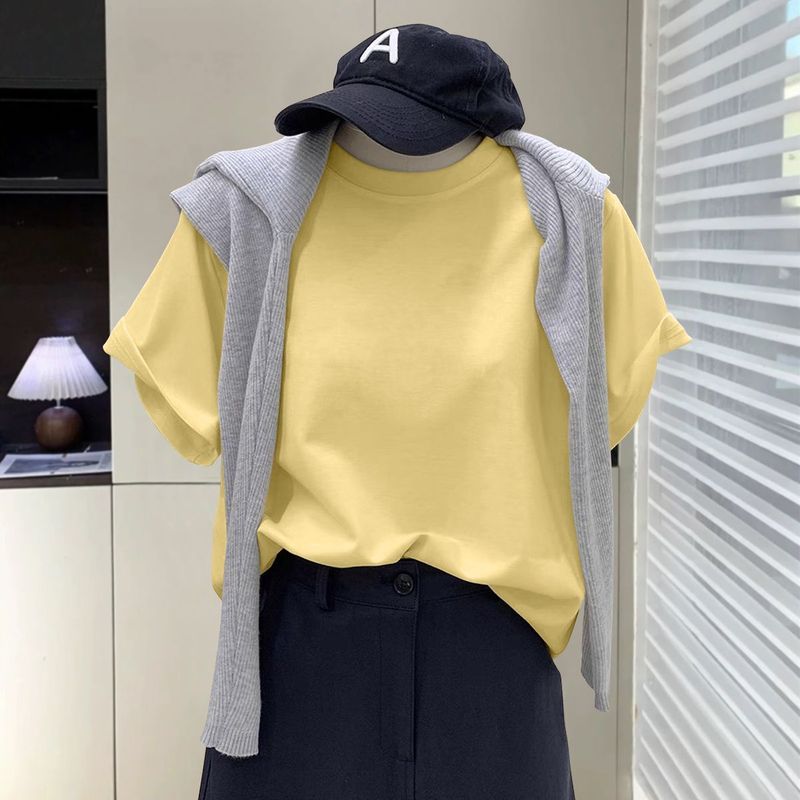 蜜桃粉色t恤女短袖2025新款夏季字母卡通大版宽松显瘦纯棉上衣|undefined