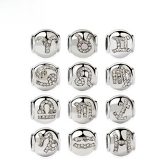 Jiarén Accessory DIY 12 Constellations Large Hole Beads Alloy Diamond Personality Constellation Bead Bracelet Accessories Wholesale